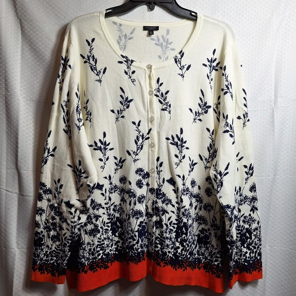 Talbots Sweaters - TALBOTS Plus Petite Knit Cardigan Sz 3XP Flower Garden Butterfly Preppy Mature